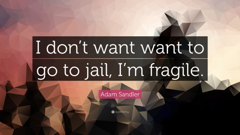 Adam Sandler Quote: “I don’t want want to go to jail, I’m fragile.”