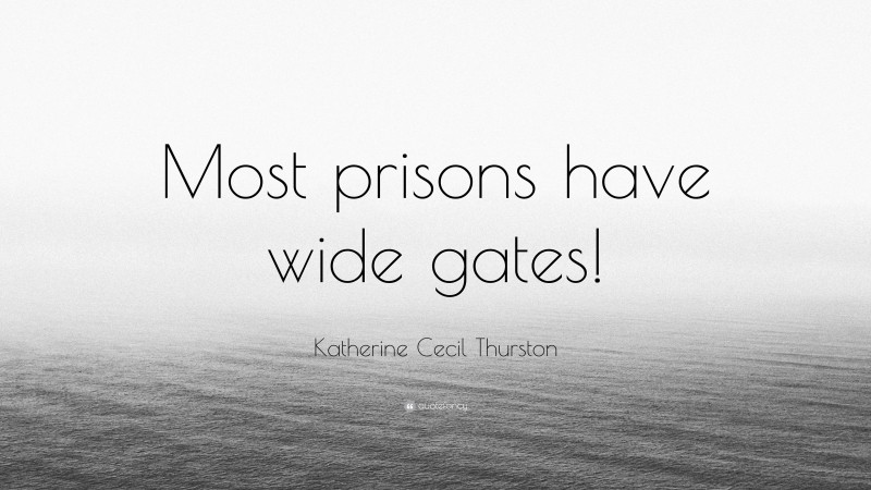 Katherine Cecil Thurston Quote: “Most prisons have wide gates!”