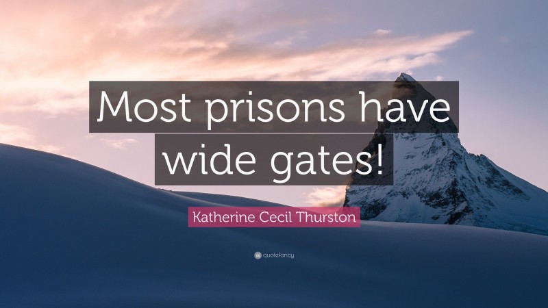 Katherine Cecil Thurston Quote: “Most prisons have wide gates!”