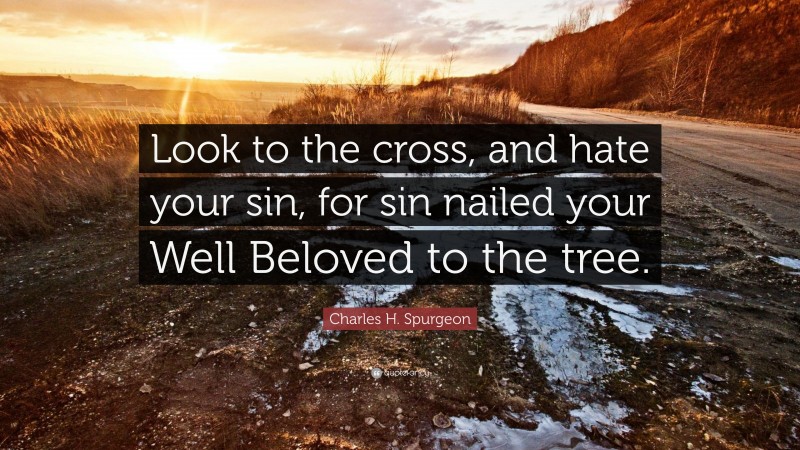 Charles H. Spurgeon Quote: “Look to the cross, and hate your sin, for sin nailed your Well Beloved to the tree.”