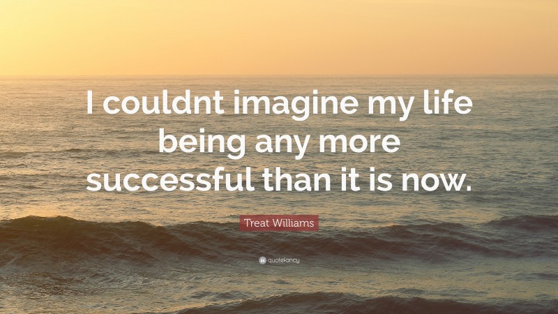 Treat Williams Quote: “I couldnt imagine my life being any more successful than it is now.”