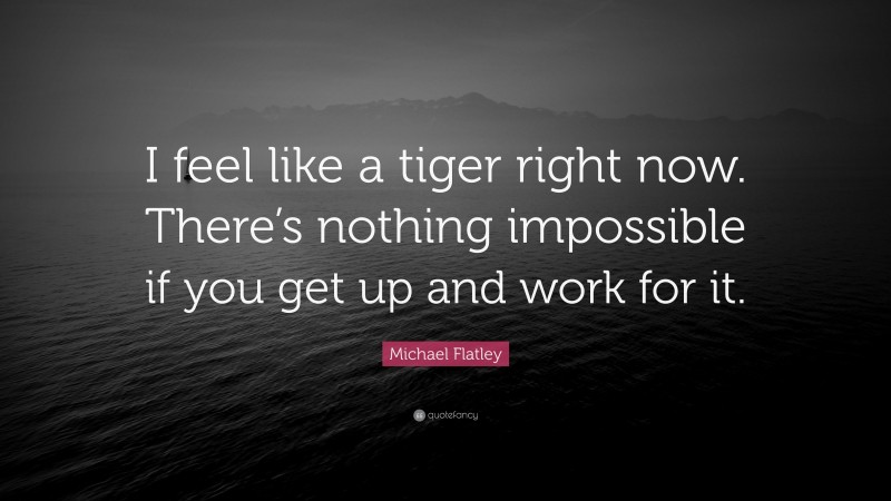 Michael Flatley Quote: “I feel like a tiger right now. There’s nothing impossible if you get up and work for it.”