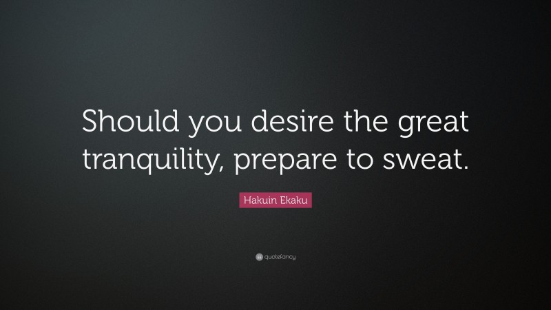 Hakuin Ekaku Quote: “Should you desire the great tranquility, prepare to sweat.”