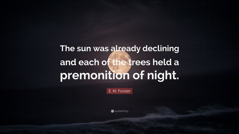 E. M. Forster Quote: “The sun was already declining and each of the trees held a premonition of night.”