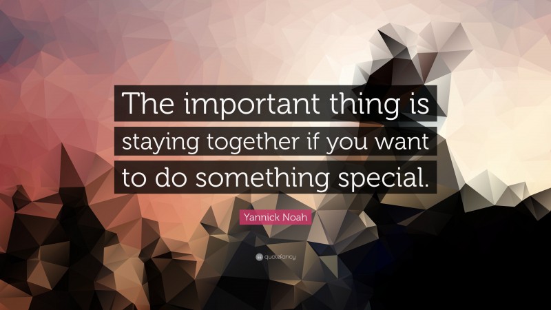 Yannick Noah Quote: “The important thing is staying together if you want to do something special.”