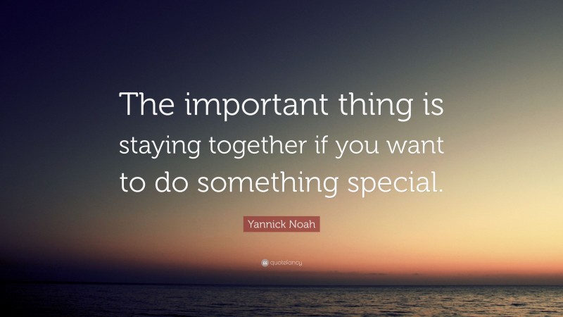 Yannick Noah Quote: “The important thing is staying together if you want to do something special.”