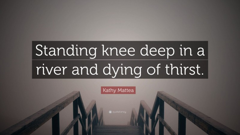 Kathy Mattea Quote: “Standing knee deep in a river and dying of thirst.”