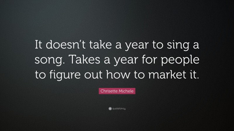 Chrisette Michele Quote: “It doesn’t take a year to sing a song. Takes a year for people to figure out how to market it.”