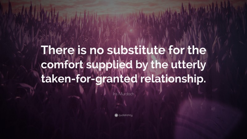 Iris Murdoch Quote: “There is no substitute for the comfort supplied by the utterly taken-for-granted relationship.”