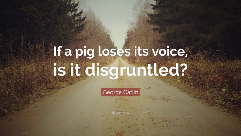 George Carlin Quote: “If a pig loses its voice, is it disgruntled?”