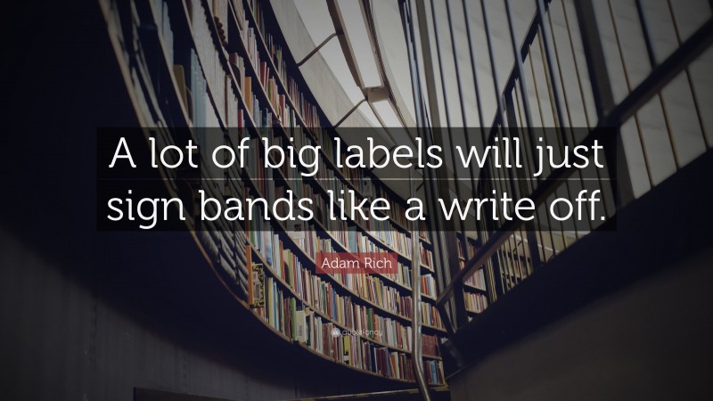Adam Rich Quote: “A lot of big labels will just sign bands like a write off.”