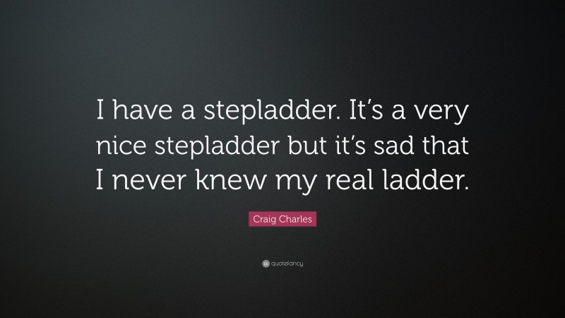 Craig Charles Quote: “I have a stepladder. It’s a very nice stepladder but it’s sad that I never knew my real ladder.”
