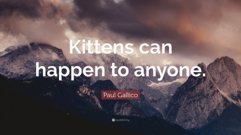 Paul Gallico Quote: “Kittens can happen to anyone.”