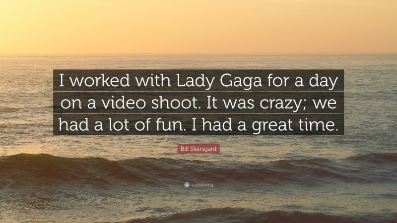 Bill Skarsgard Quote: “I worked with Lady Gaga for a day on a video shoot. It was crazy; we had a lot of fun. I had a great time.”