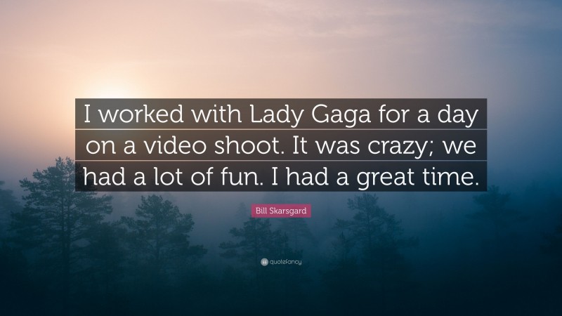 Bill Skarsgard Quote: “I worked with Lady Gaga for a day on a video shoot. It was crazy; we had a lot of fun. I had a great time.”