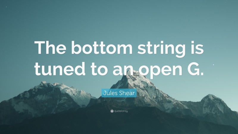 Jules Shear Quote: “The bottom string is tuned to an open G.”