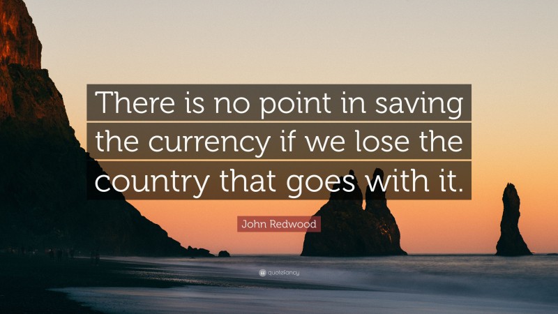John Redwood Quote: “There is no point in saving the currency if we lose the country that goes with it.”