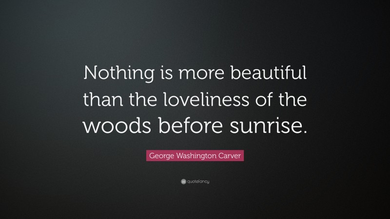 George Washington Carver Quote: “Nothing is more beautiful than the loveliness of the woods before sunrise.”
