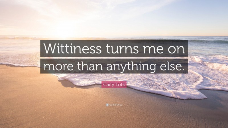 Caity Lotz Quote: “Wittiness turns me on more than anything else.”