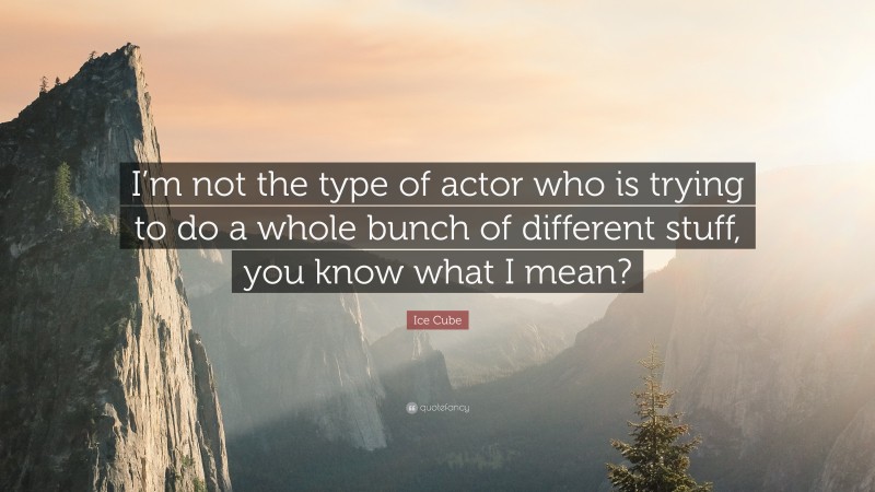 Ice Cube Quote: “I’m not the type of actor who is trying to do a whole bunch of different stuff, you know what I mean?”