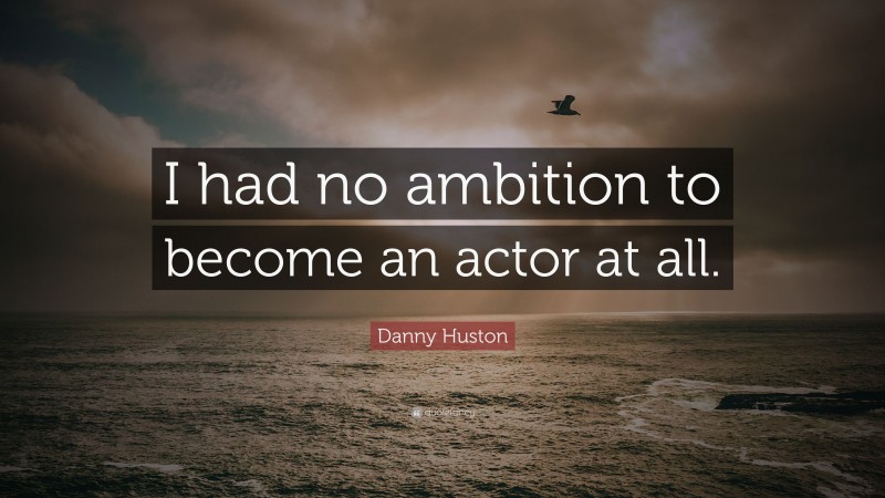 Danny Huston Quote: “I had no ambition to become an actor at all.”
