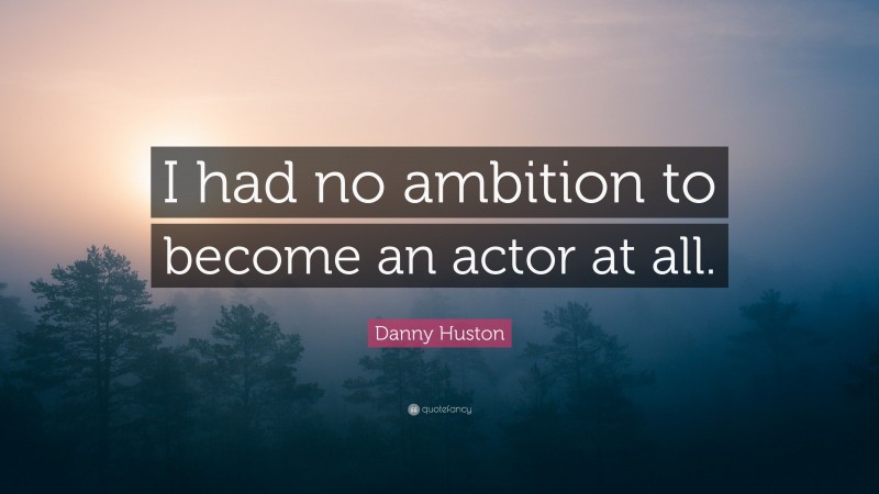 Danny Huston Quote: “I had no ambition to become an actor at all.”