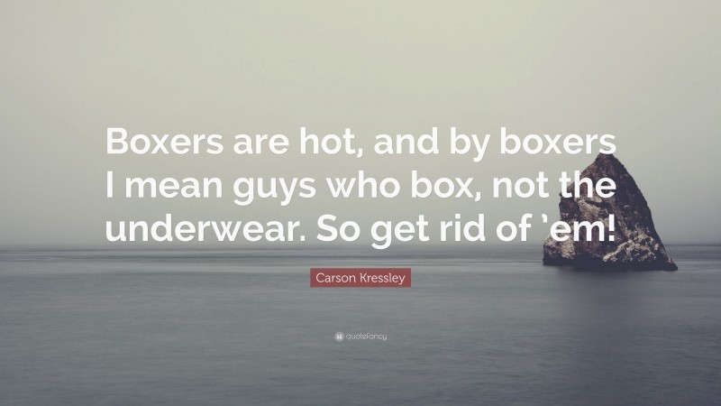 Carson Kressley Quote: “Boxers are hot, and by boxers I mean guys who box, not the underwear. So get rid of ’em!”