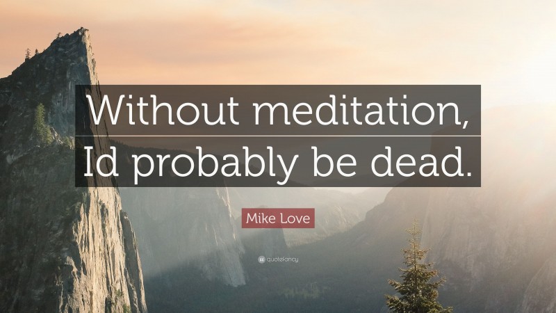 Mike Love Quote: “Without meditation, Id probably be dead.”