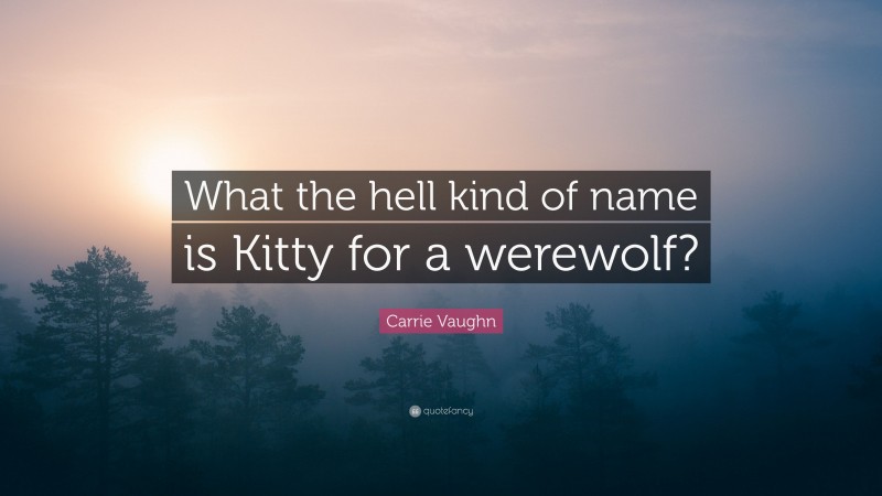 Carrie Vaughn Quote: “What the hell kind of name is Kitty for a werewolf?”