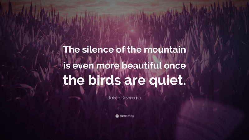 Taïsen Deshimaru Quote: “The silence of the mountain is even more beautiful once the birds are quiet.”