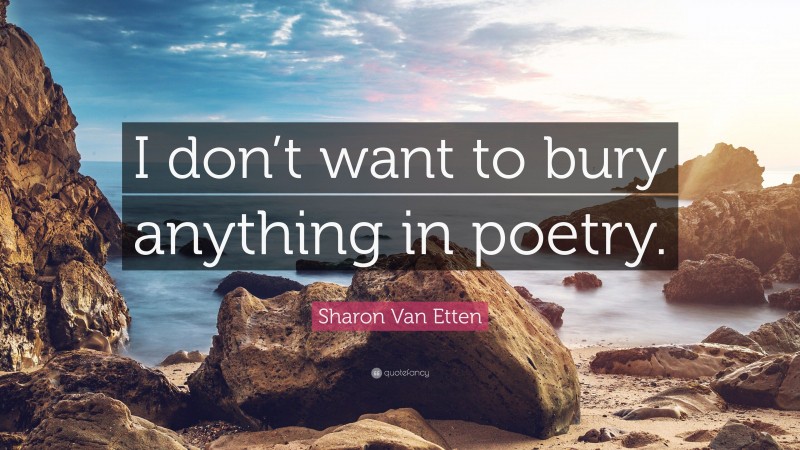 Sharon Van Etten Quote: “I don’t want to bury anything in poetry.”