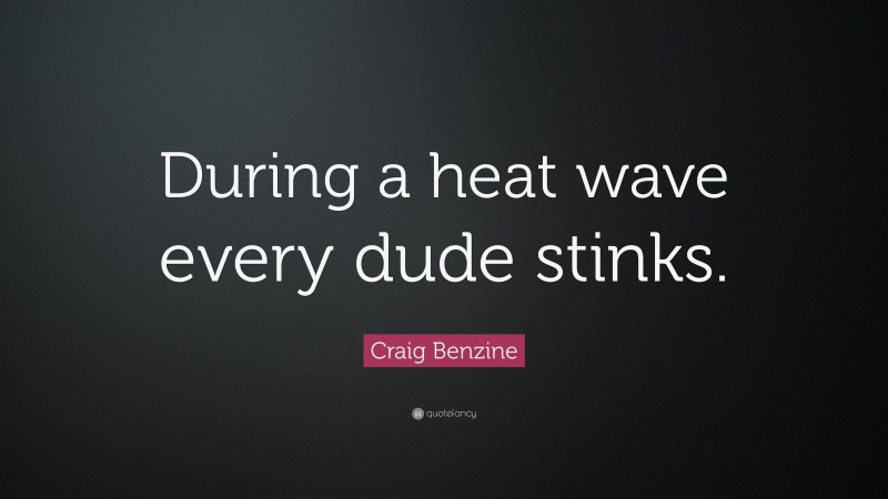 Craig Benzine Quote: “During a heat wave every dude stinks.”