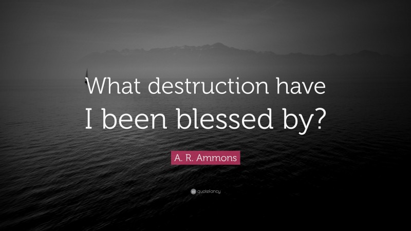 A. R. Ammons Quote: “What destruction have I been blessed by?”