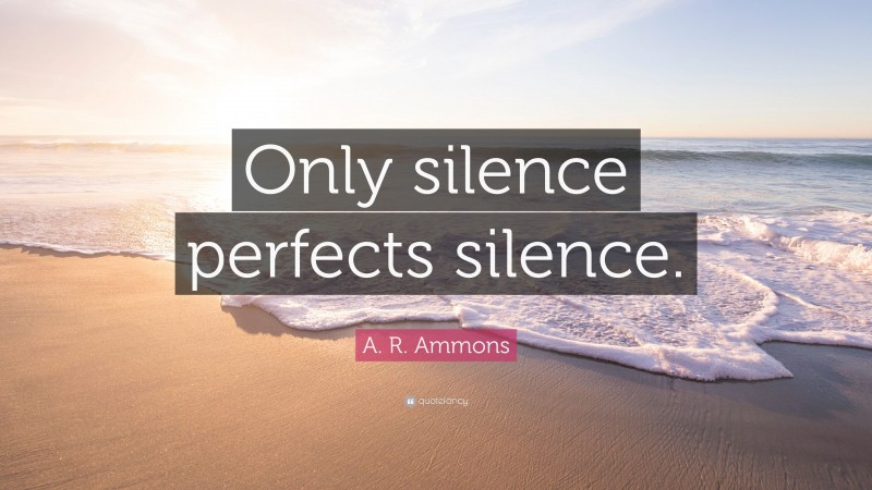 A. R. Ammons Quote: “Only silence perfects silence.”