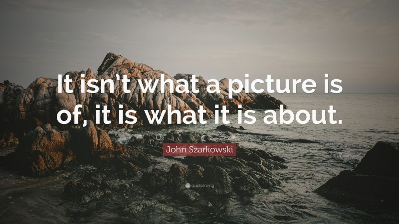 John Szarkowski Quote: “It isn’t what a picture is of, it is what it is about.”