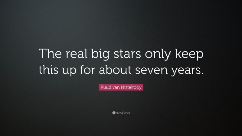 Ruud van Nistelrooy Quote: “The real big stars only keep this up for about seven years.”