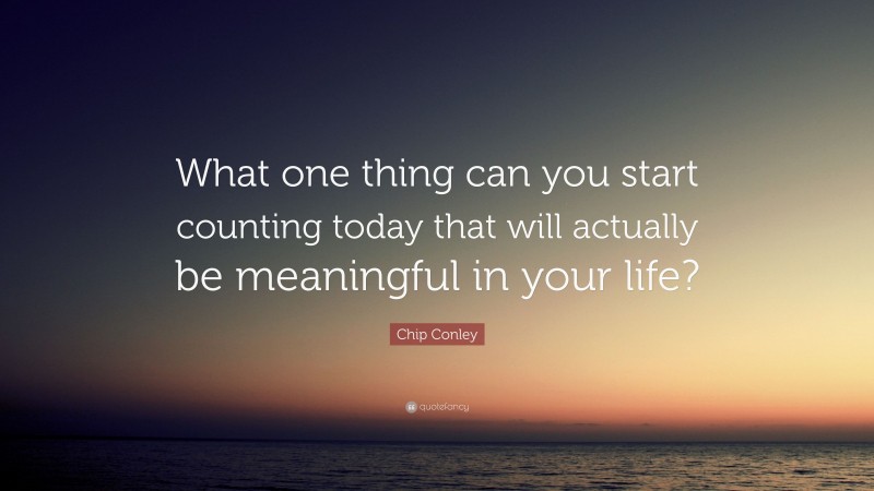Chip Conley Quote: “What one thing can you start counting today that will actually be meaningful in your life?”