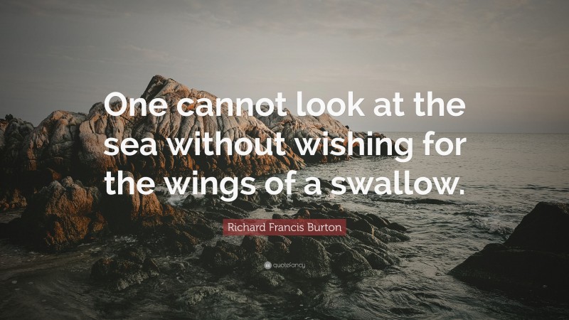 Richard Francis Burton Quote: “One cannot look at the sea without wishing for the wings of a swallow.”