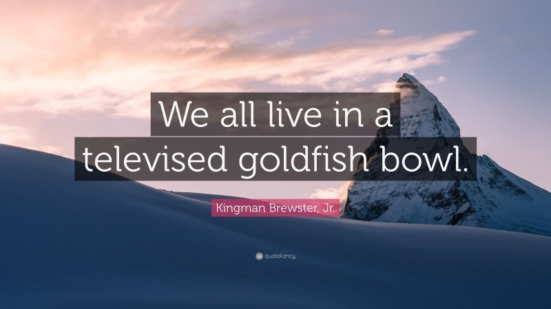 Kingman Brewster, Jr. Quote: “We all live in a televised goldfish bowl.”