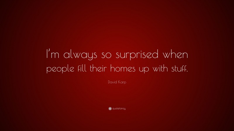 David Karp Quote: “I’m always so surprised when people fill their homes up with stuff.”