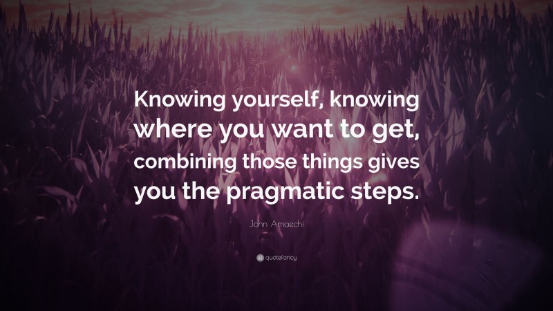 John Amaechi Quote: “Knowing yourself, knowing where you want to get, combining those things gives you the pragmatic steps.”