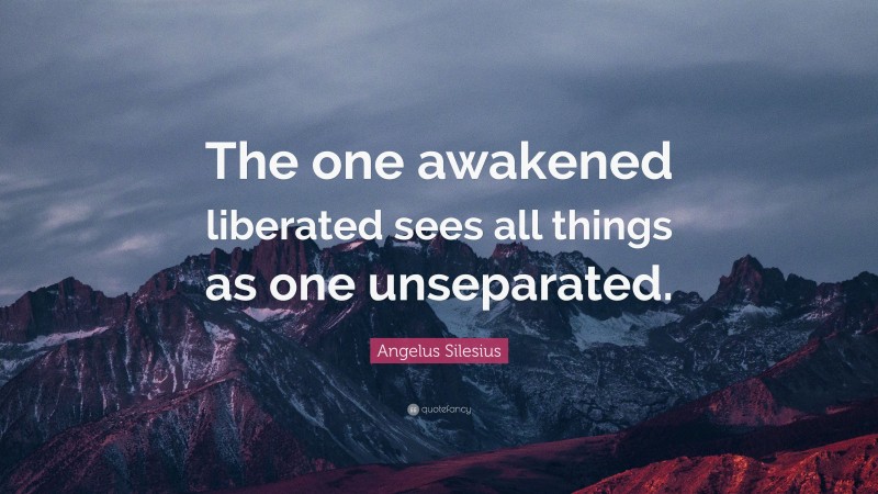 Angelus Silesius Quote: “The one awakened liberated sees all things as one unseparated.”