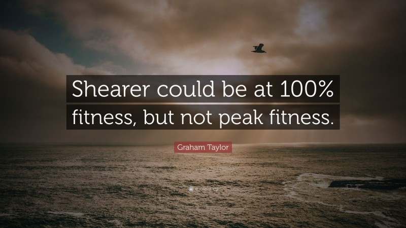 Graham Taylor Quote: “Shearer could be at 100% fitness, but not peak fitness.”