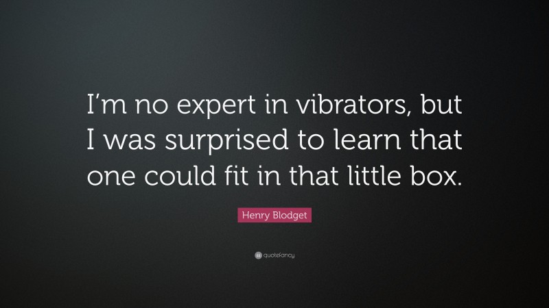 Henry Blodget Quote: “I’m no expert in vibrators, but I was surprised to learn that one could fit in that little box.”
