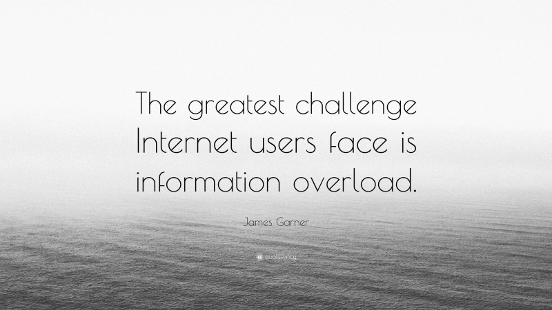 James Garner Quote: “The greatest challenge Internet users face is information overload.”