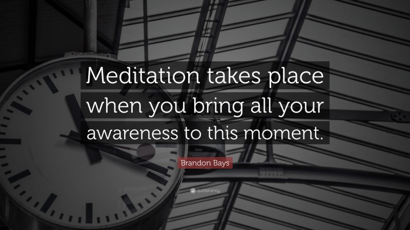 Brandon Bays Quote: “Meditation takes place when you bring all your awareness to this moment.”