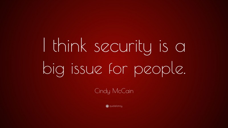 Cindy McCain Quote: “I think security is a big issue for people.”