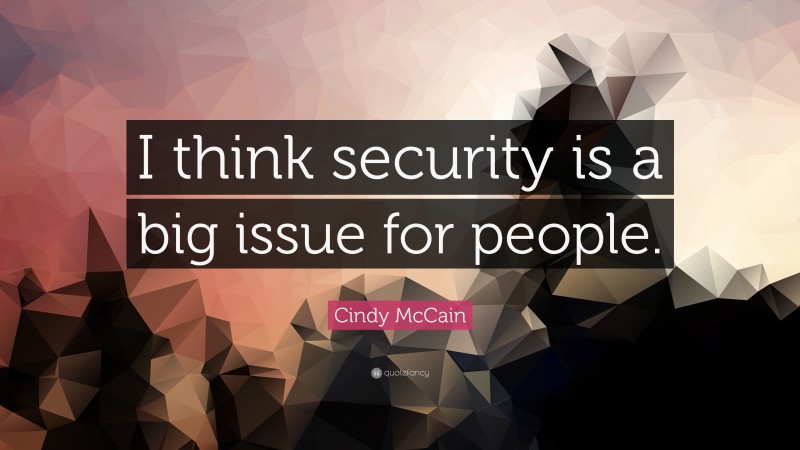 Cindy McCain Quote: “I think security is a big issue for people.”