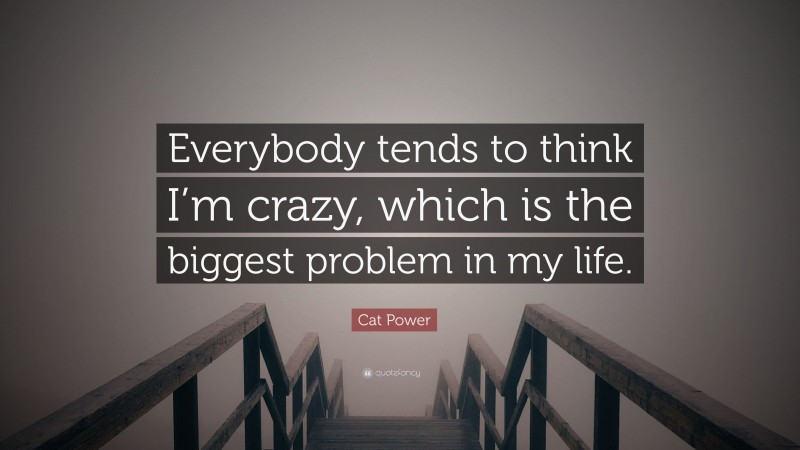 Cat Power Quote: “Everybody tends to think I’m crazy, which is the biggest problem in my life.”