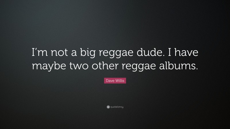 Dave Willis Quote: “I’m not a big reggae dude. I have maybe two other reggae albums.”
